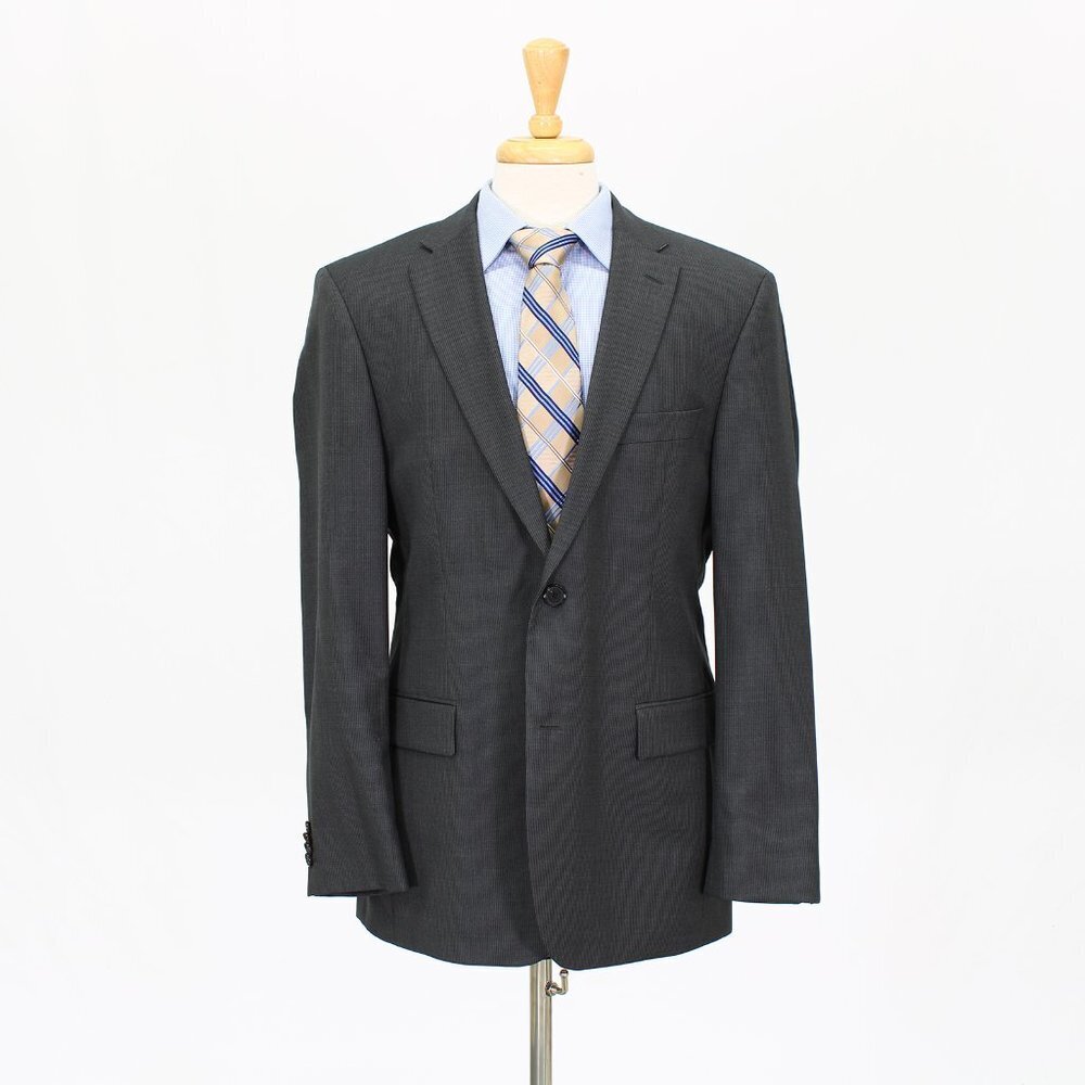 Hugo Boss 40R Gray Striped 2-Button Sport Coat Blazer Jacket O993